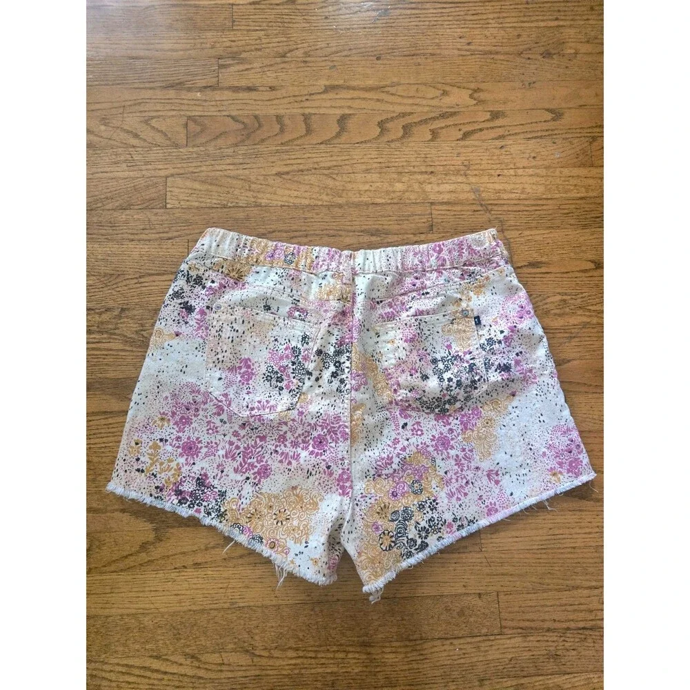 Anthropologie Pilcro High Rise Scrunchie Denim Shorts Printed Size X-Large - Picture 2 of 6
